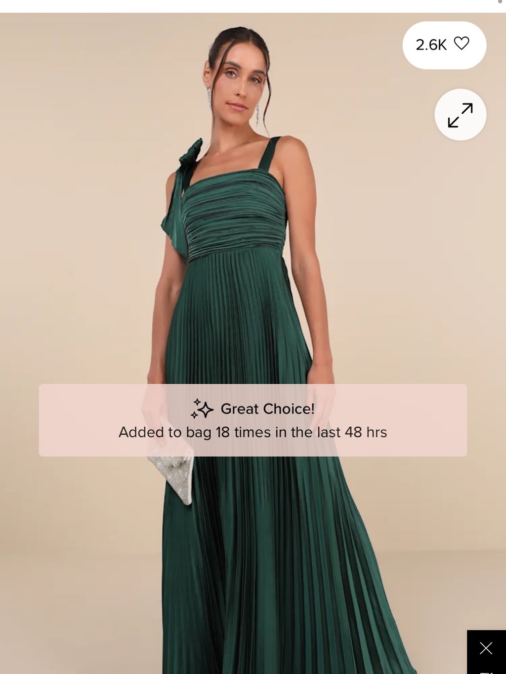 Lulu's Forest Green Pleated Maxi Dress with Bow Strap